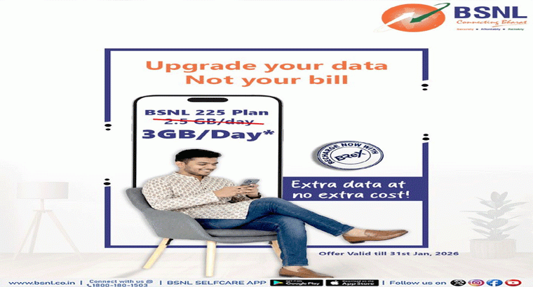 బీఎస్ఎన్ఎల్ యూజర్లకు ,,,,ఈ ప్లాన్‌తో ఇక 2.5జీబీ కాదు రోజుకు 3జీబీ