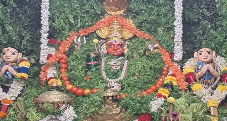 మడకశిరలో విశేషం.. కొత్తిమీర, కరివేపాకుతో ఒడిసెలమ్మకు ప్రత్యేక అలంకరణ

