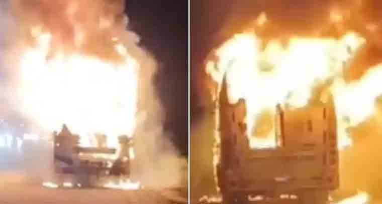 నంద్యాల జిల్లాలో ప్రైవేటు బస్సు దగ్ధం, ముగ్గురు సజీవదహనం 