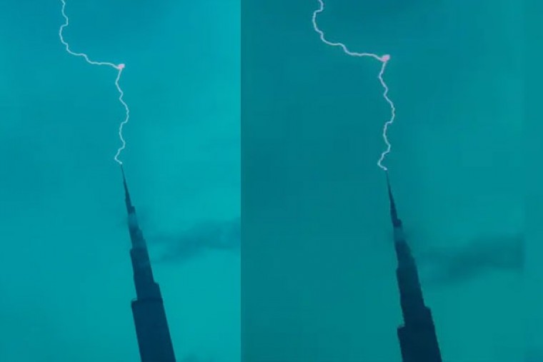 బుర్జ్ ఖలీఫాపై పిడుగు పడిన దృశ్యం సోషల్ మీడియాలో వైరల్‌