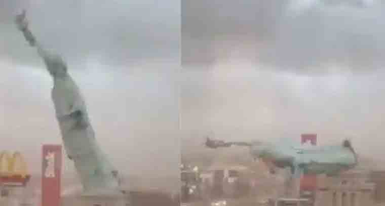 బ్రెజిల్‌లో కుప్పకూలిన స్టాట్యూ ఆఫ్ లిబర్టీ నమూనా విగ్రహం
