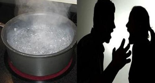 భర్త మర్మాంగంపై వేడినీళ్లు పోసిన భార్య
