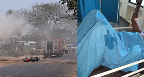 రొయ్యలు, చేపల గోడౌన్ లో అగ్ని ప్రమాదం