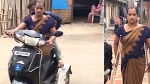 కొడుకు కోసం.. ఓ వికలాంగ తల్లి సాహసం !

