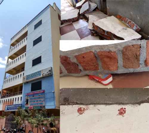 కూలిన నారాయణ కాలేజీ గోడ