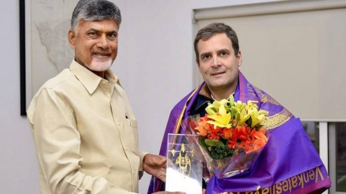 రాహుల్ తో సమావేశమైన చంద్రబాబు