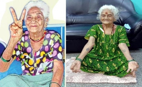 105 ఏళ్ళ బామ్మ ...కరోనాను కాలితో తన్నేసింది..