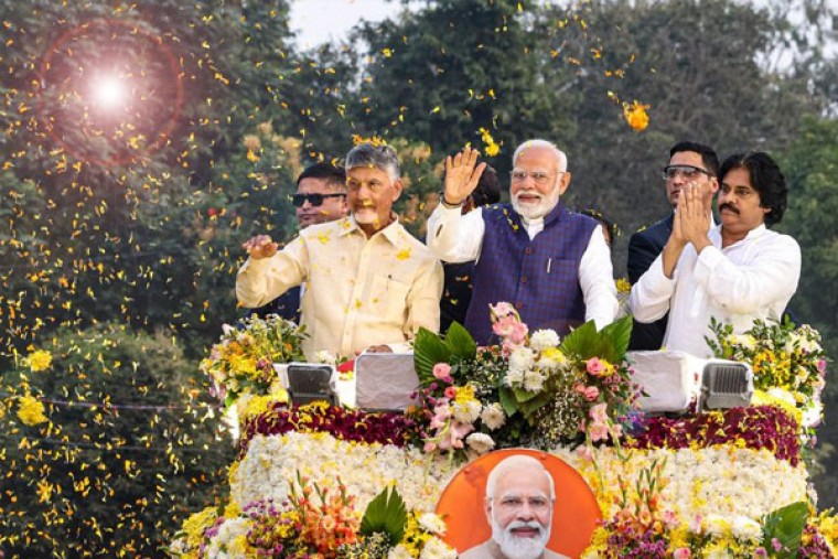 PM Modi, CM Naidu, and Dy CM Kalyan Lead Grand Roadshow in Visakhapatnam