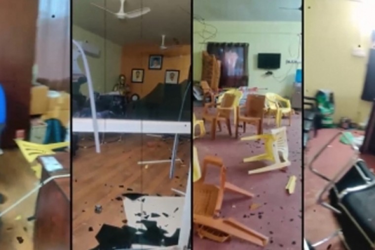 TDP office near Vijayawada attacked by YSRCP MLA's supporters
