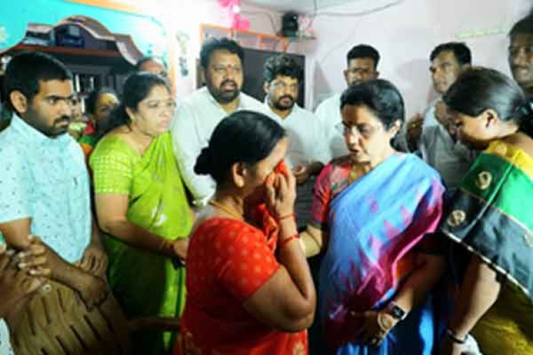 Chandrababu Naidu's wife continues 'Nijam Gelvali' yatra, consoles kin of party workers