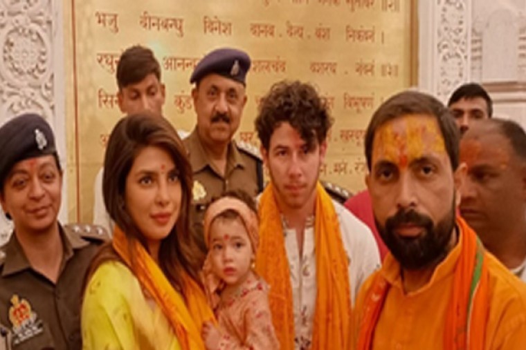 Priyanka Chopra, Nick Jonas & Malti offer prayers at Ram temple in Ayodhya