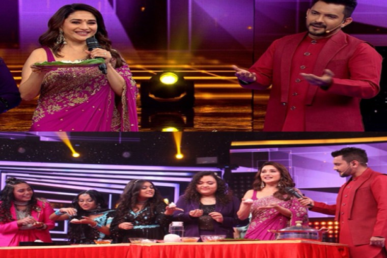 Madhuri Dixit makes Ukadiche Modak on sets of Sa Re Ga Ma Pa