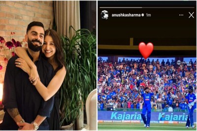 Anushka Sharma celebrates Virat Kohli's 53rd ODI century