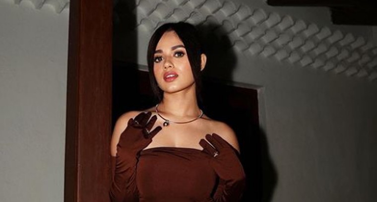  బ్రౌన్ కలర్ బాడీకాన్ గౌను లో జన్నత్ జుబేర్ 