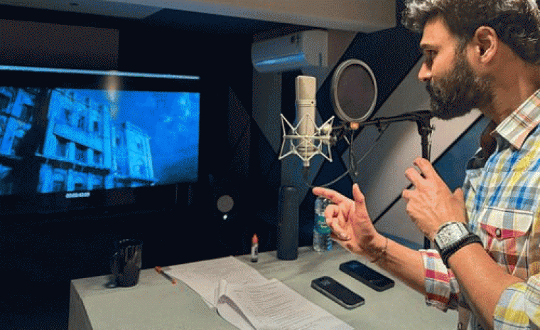 'కిష్క్ంధపురి' కి డబ్బింగ్ ని చెప్తున్న సాయి శ్రీనివాస్
