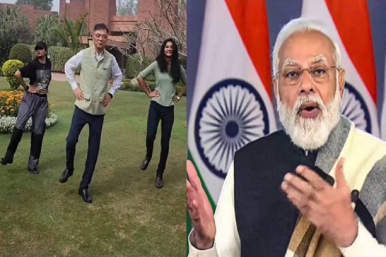 నాటు నాటు స్టెప్పులేసిన కొరియన్ ఎంబసీ, స్పందించిన మోడీ