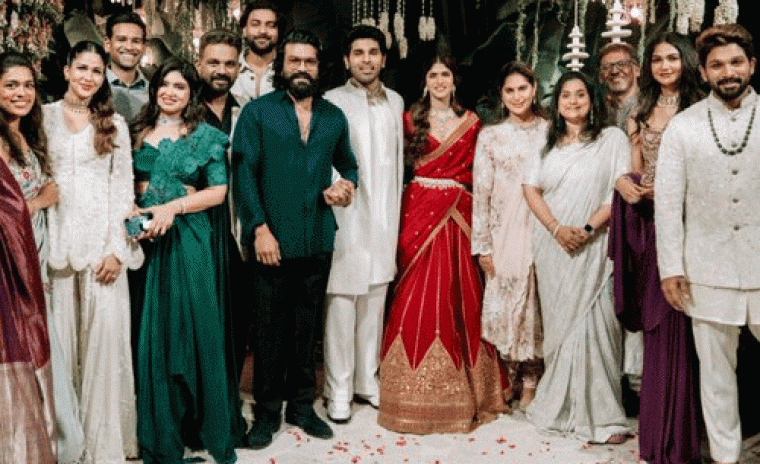 అల్లు శిరీష్ నిశ్చితార్థంలో అల్లు అర్జున్ మరియు రామ్ చరణ్ 