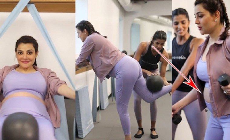 బేబి బంప్ తోను జిమ్ లో వర్కౌట్స్ చేస్తున్న కాజల్