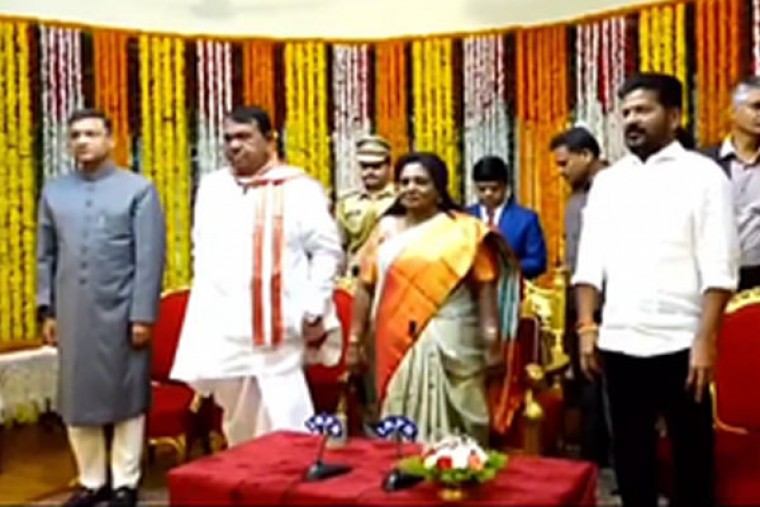 Akbaruddin Owaisi takes oath as protem Speaker of Telangana Assembly