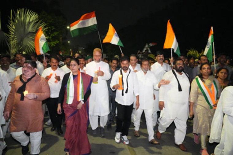 Hyderabad Unites: Candlelight Rally Condemns Pahalgam Terror Attack