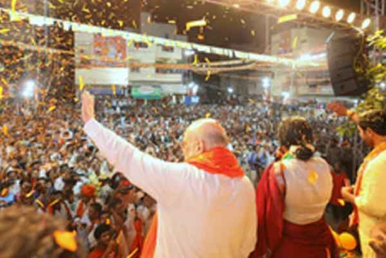 On Owaisi's home turf, Amit Shah calls for joining Hyderabad with mainstream