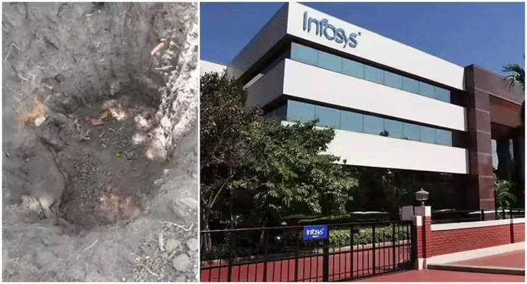 ఇన్ఫోసిస్ సమీపంలో గుంతలు తవ్వుతున్న మాయగాళ్లు