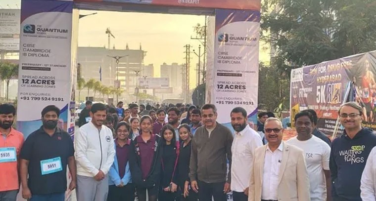 డ్రగ్ ఫ్రీ హైదరాబాద్ రన్‌లో పాల్గొన్న చేవెళ్ల ఎంపీ