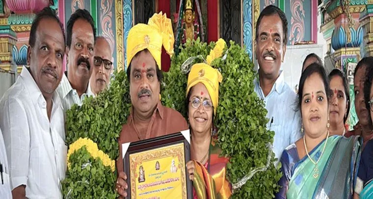 భారీ గజమాలతో టీపీసీసీ రాష్ట్ర ప్రధాన కార్యదర్శికి సన్మానం