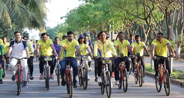 గచ్చిబౌలిలో 57వ ఫిట్ ఇండియా సైకిల్ ర్యాలీ