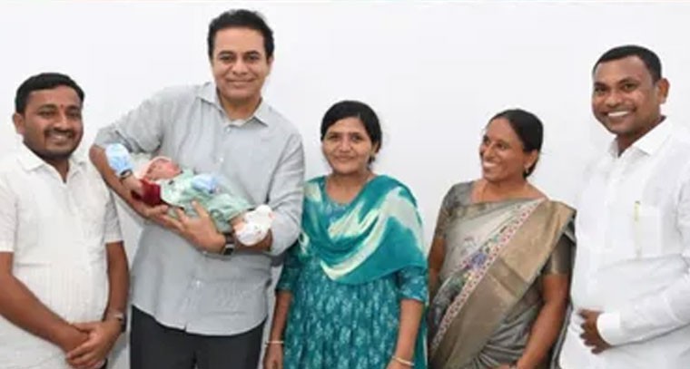 దంపతుల అభిమానం.. చిన్నారికి పేరు పెట్టిన KTR