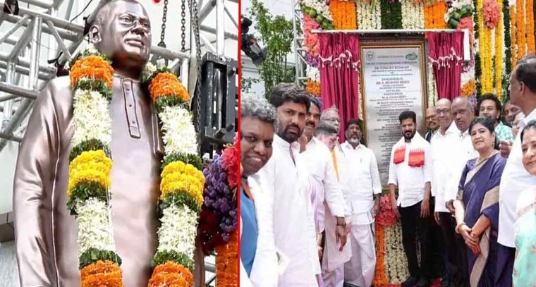 రోశయ్య జయంతి సందర్భంగా..విగ్రహాన్ని ఆవిష్కరించిన సీఎం రేవంత్‌రెడ్డి, మల్లికార్జున ఖర్గే 